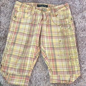 Yellow Plaid Cargo Shorts
